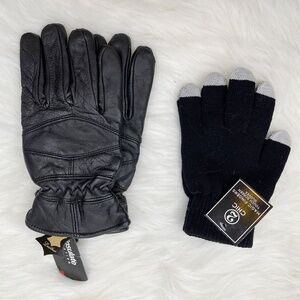 🖤 Women’s Black Glove Set –Leather Thinsulate + 2Chic Magic Fingers Touchscreen